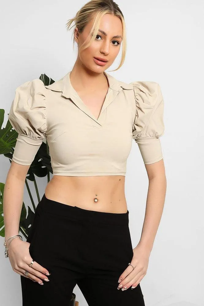 Puff Sleeves Cropped Top