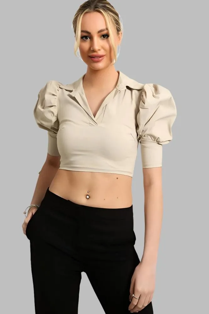 Puff Sleeves Cropped Top