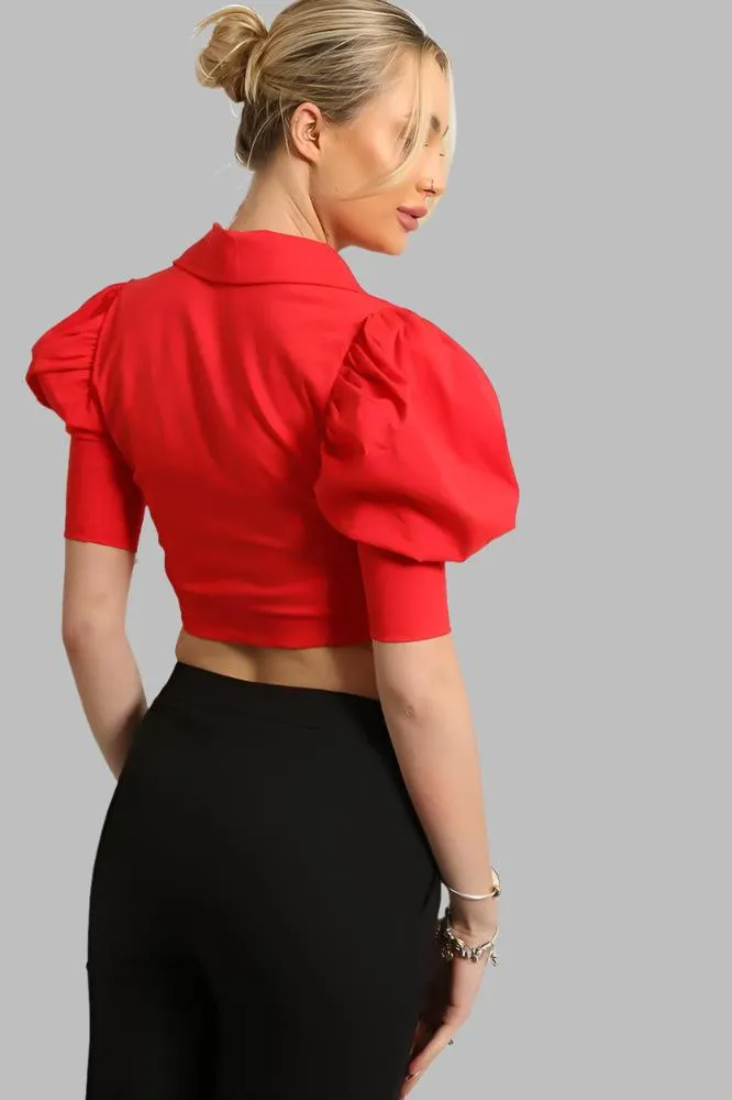 Puff Sleeves Cropped Top