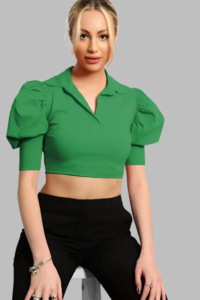 Puff Sleeves Cropped Top