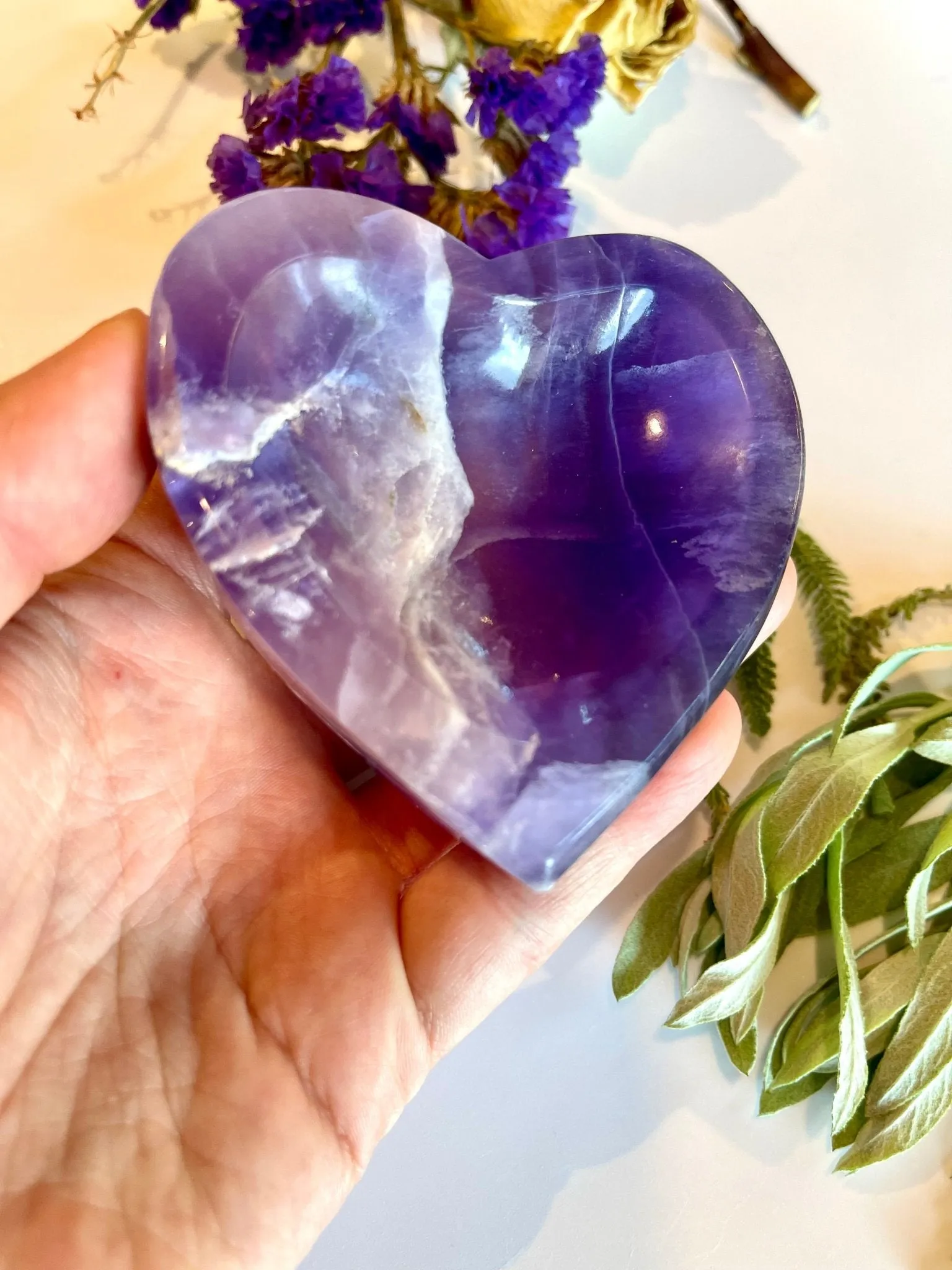 Purple Fluorite Heart Dish