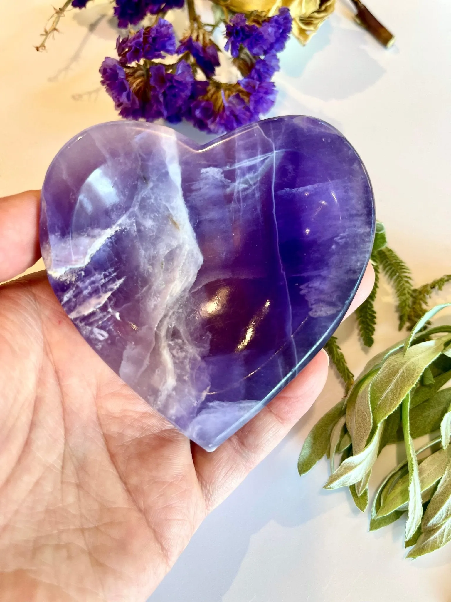 Purple Fluorite Heart Dish