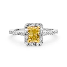 Radiant Cut Yellow Diamond Ring