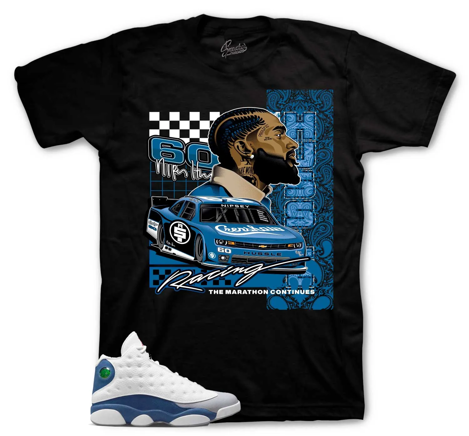 Retro 13 French Blue Shirt - Crenshaw Racing - Black