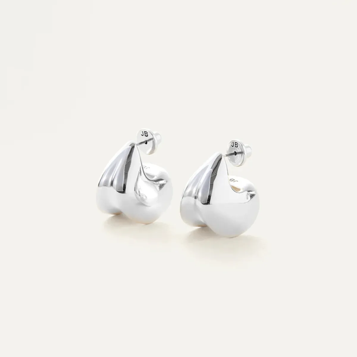 Rhodium Silver Nouveaux Puff Earrings