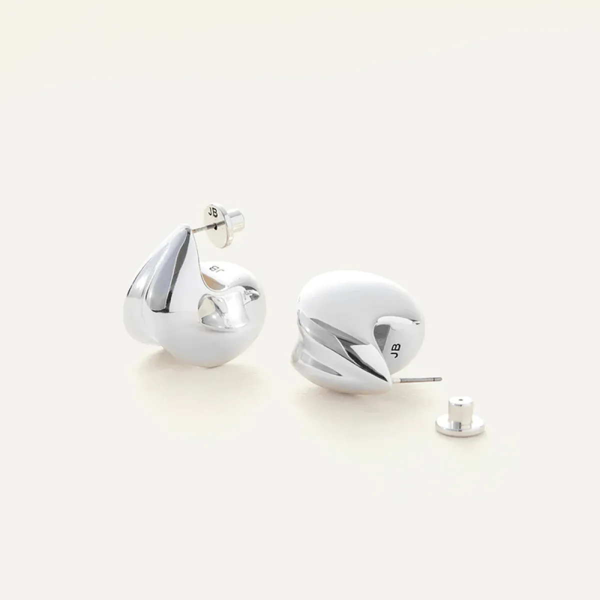 Rhodium Silver Nouveaux Puff Earrings