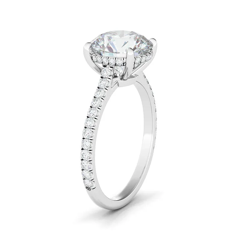 Round Brilliant Cut Pave Diamond Ring