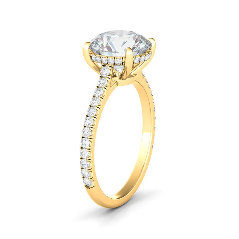 Round Brilliant Cut Pave Diamond Ring