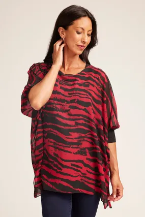 Saloos Elegant Double Layer Top with Contrasting Cuffs