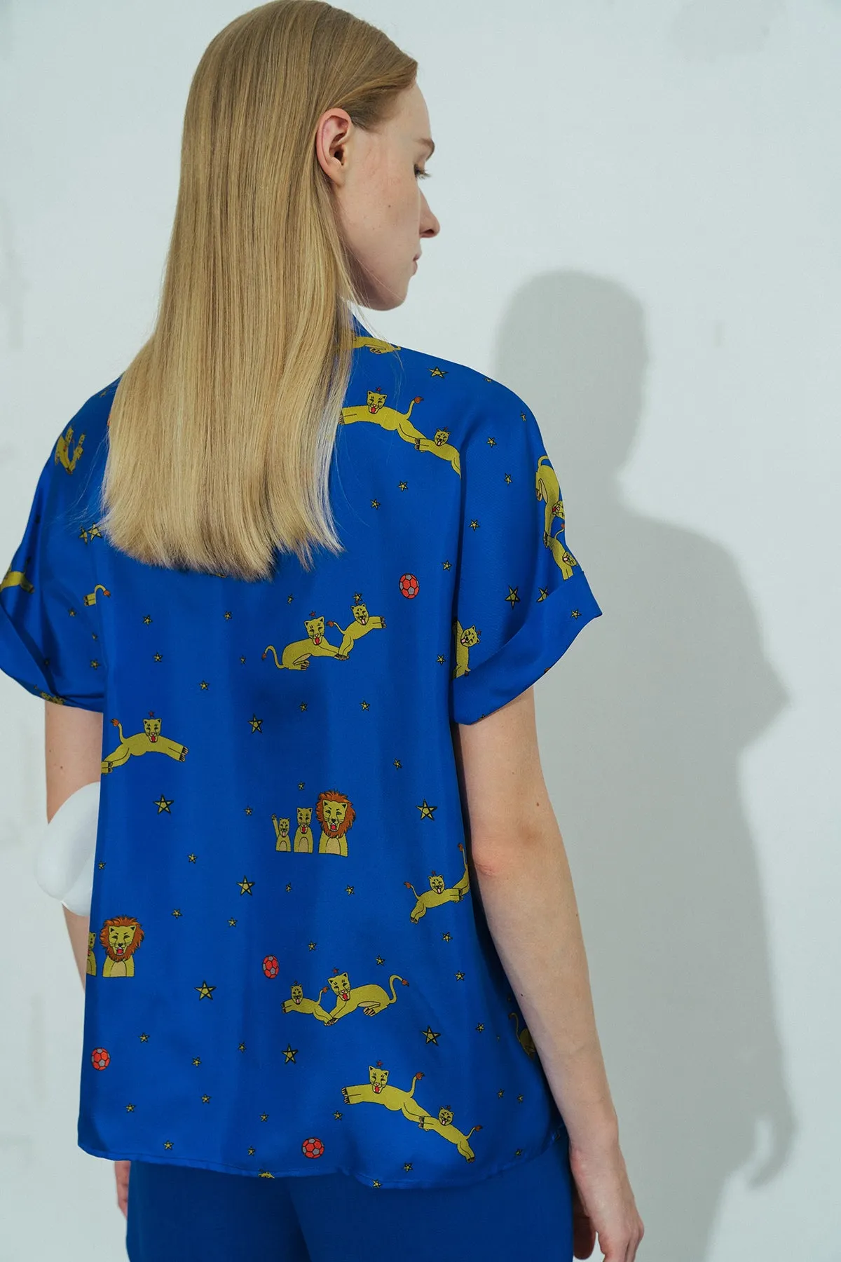 Shantall Lacayo x Lost Pattern Silk Shirt - Electric Blue