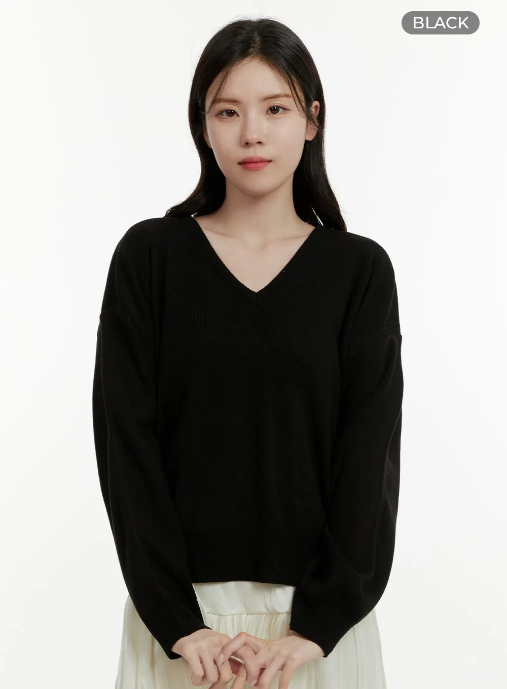 Solid V-Neck Sweater OA405