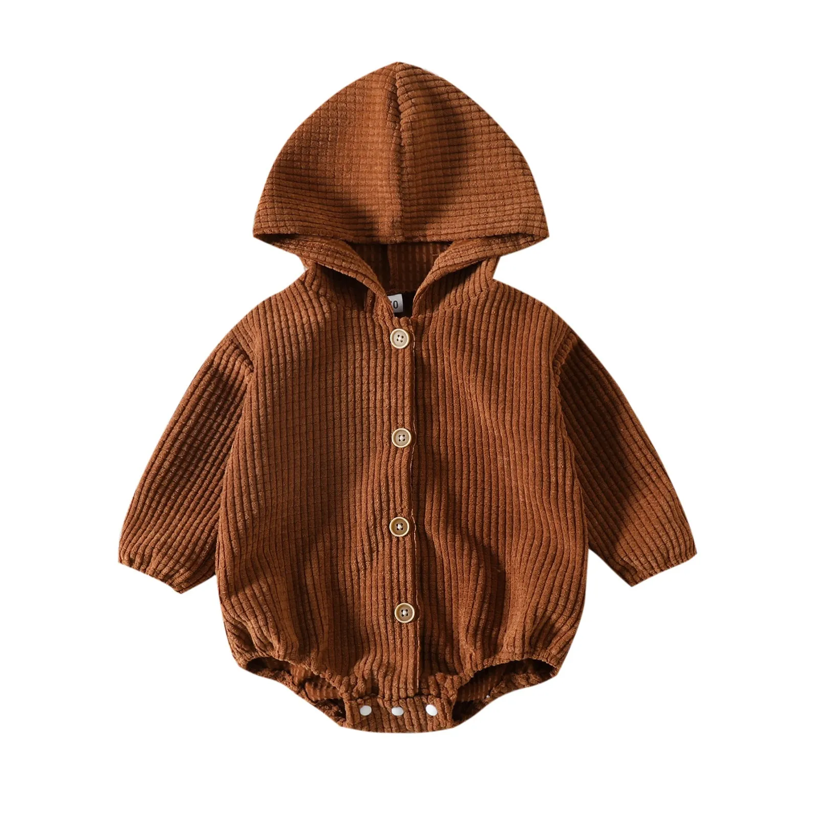 Spring 2023 Children's Bodysuit Solid Corduroy Infant/Toddler Hooded Triangle Romper