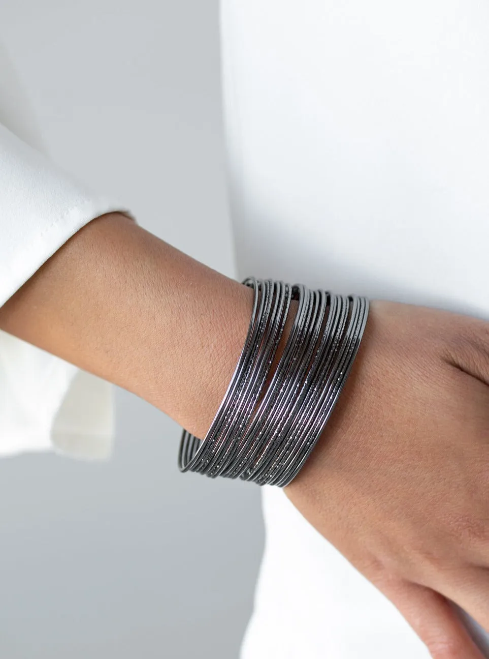 Stacked To The Max Black Cuff Bracelet