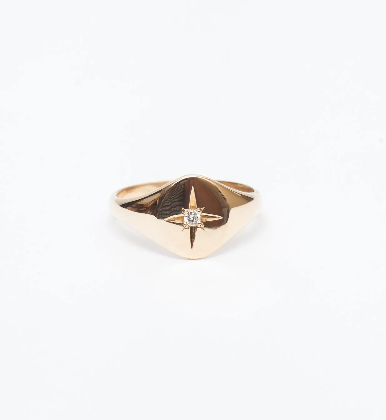 Star Set Diamond Signet Ring