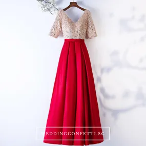 The Annabella Red And Champagne Short Sleeves Dress