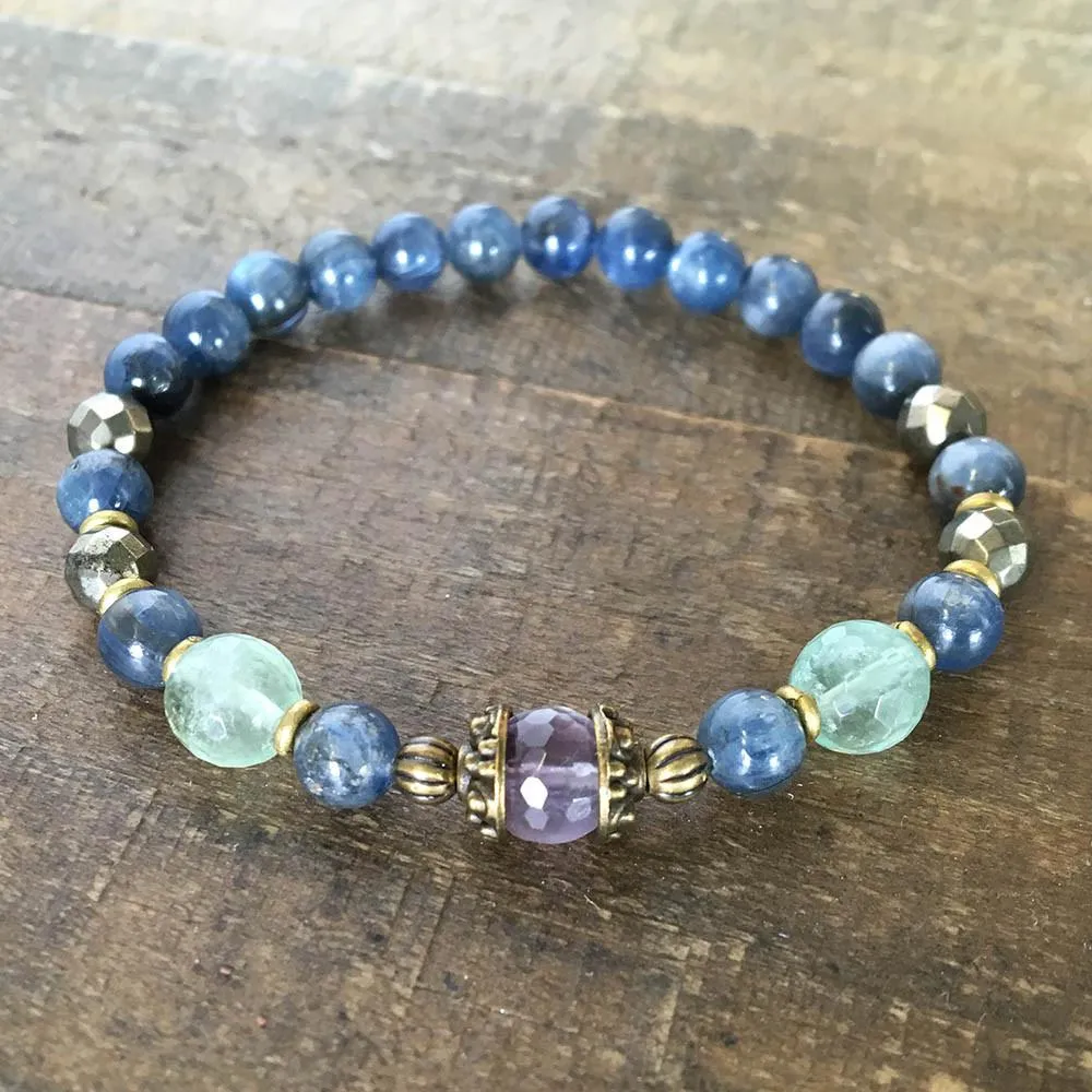 Tranquility and Protection, Kyanite and Fluorite Bracelet