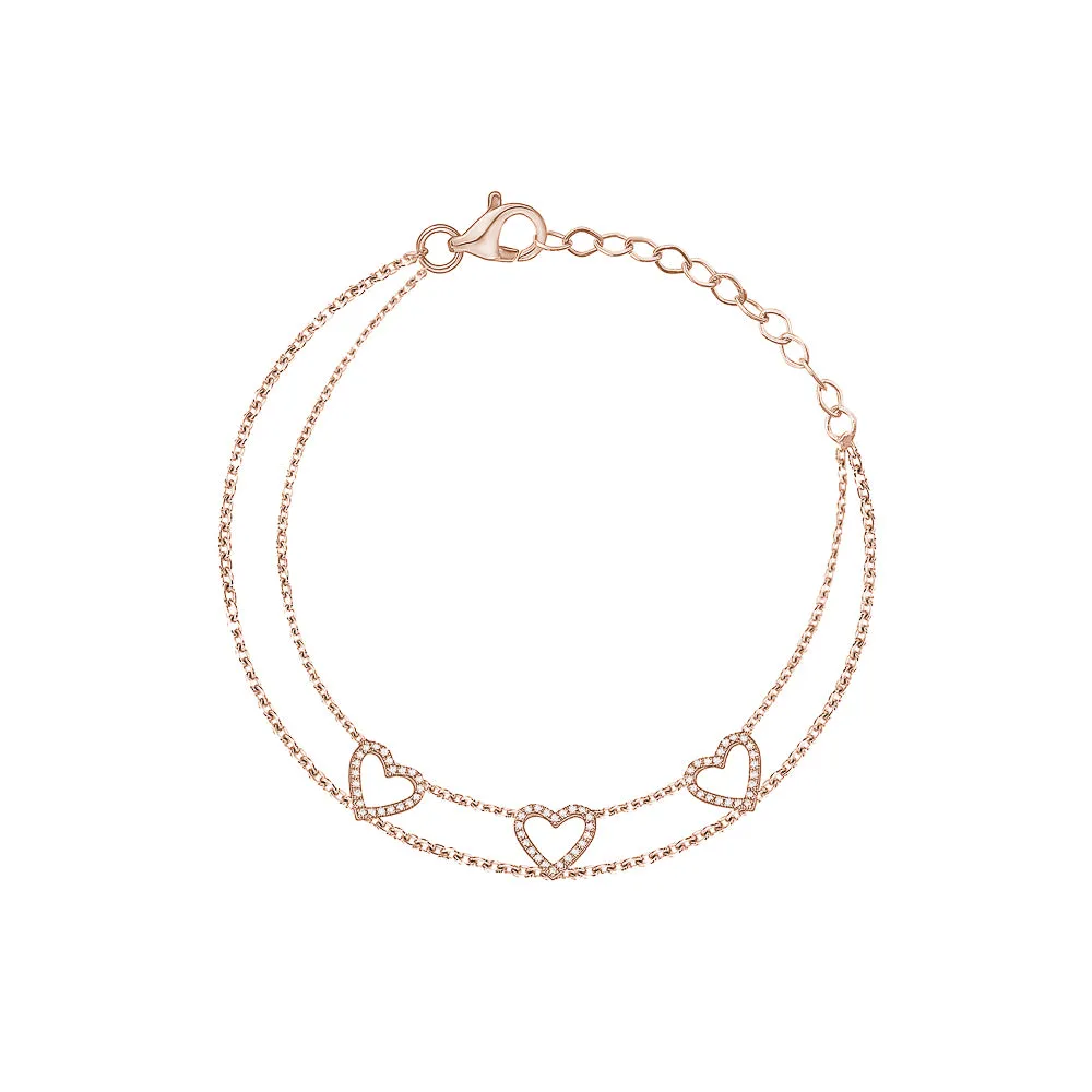 Triple Diamond Heart Bracelet