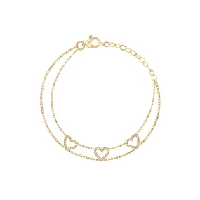 Triple Diamond Heart Bracelet