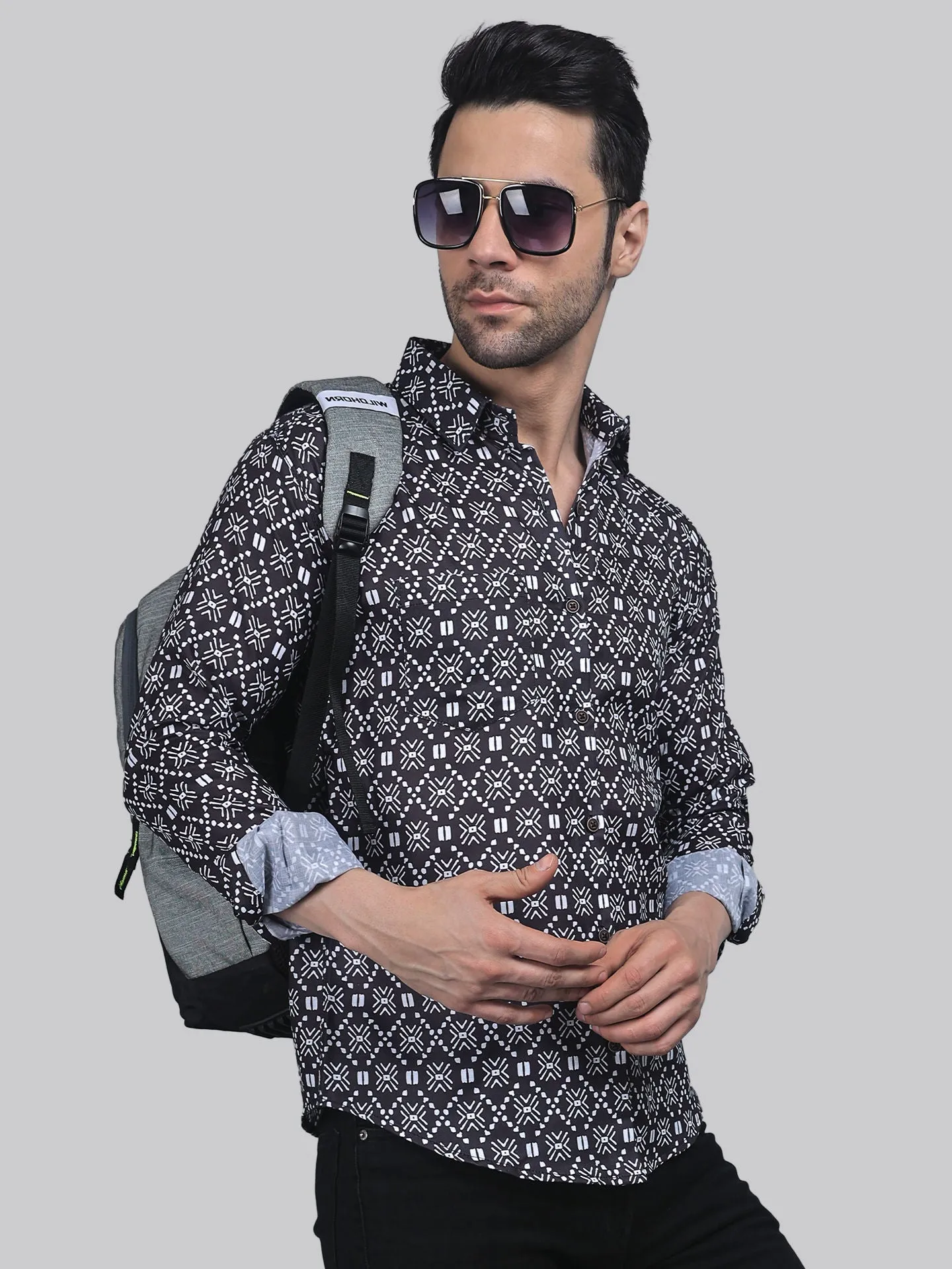 TryBuy Fancy Fabulous Full Sleeve Cotton Printed Button-Up Shirt For Men