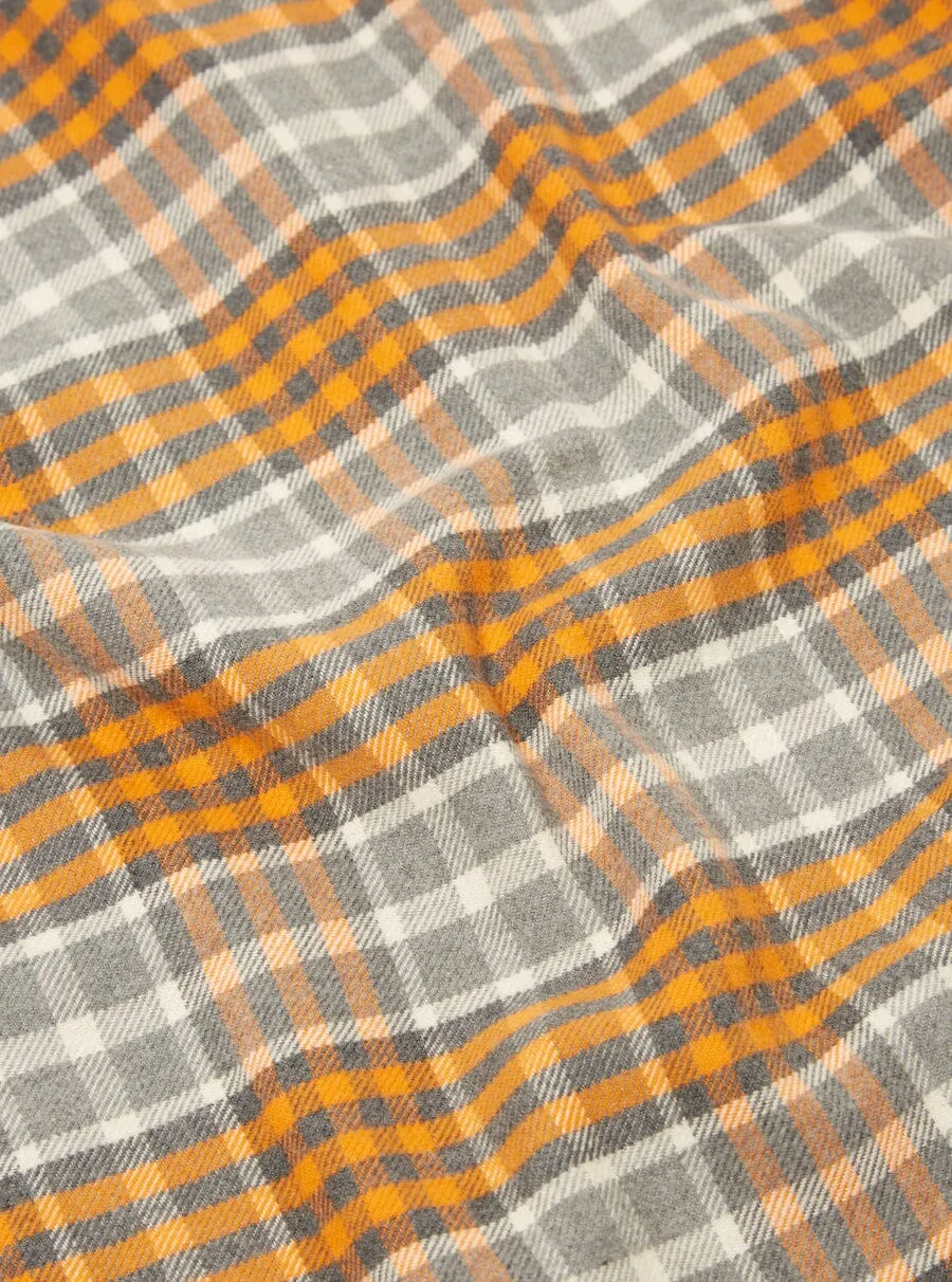 Universal Works - Square Pocket Shirt In Grey Marl/Orange Brushed Cotton Plaid