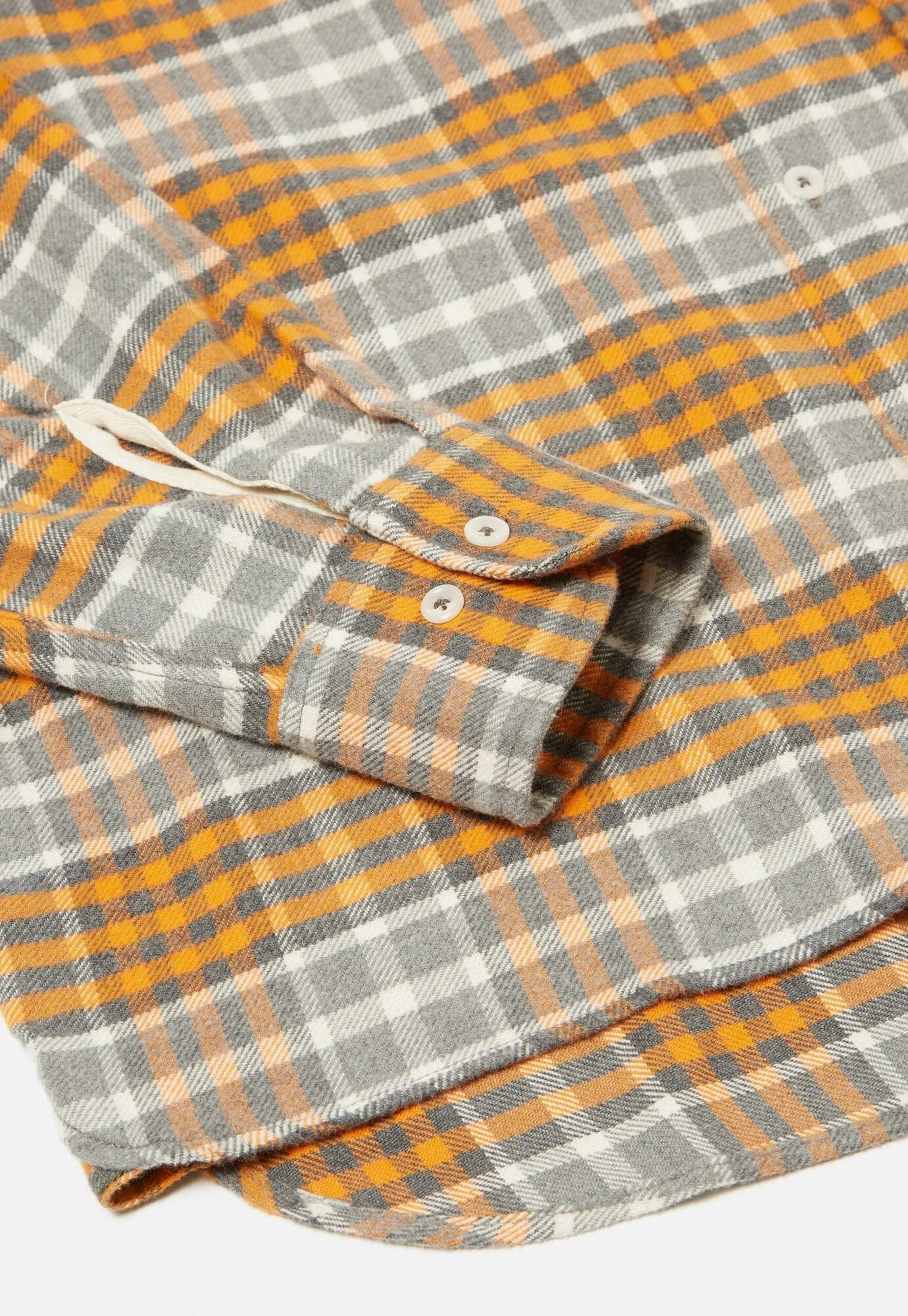 Universal Works - Square Pocket Shirt In Grey Marl/Orange Brushed Cotton Plaid