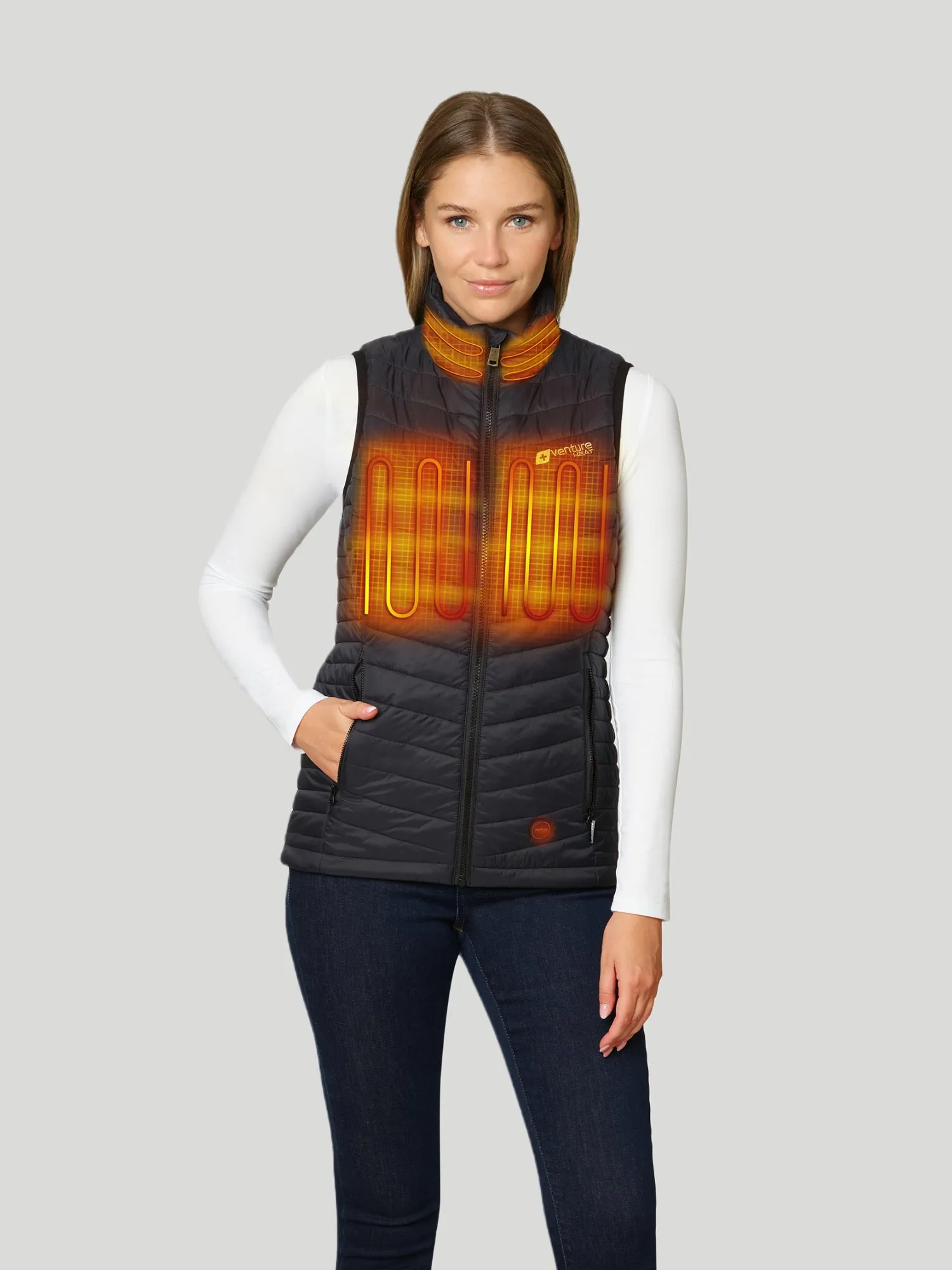 Women's 13W Heated Puffer Vest with HeatSync  - Black