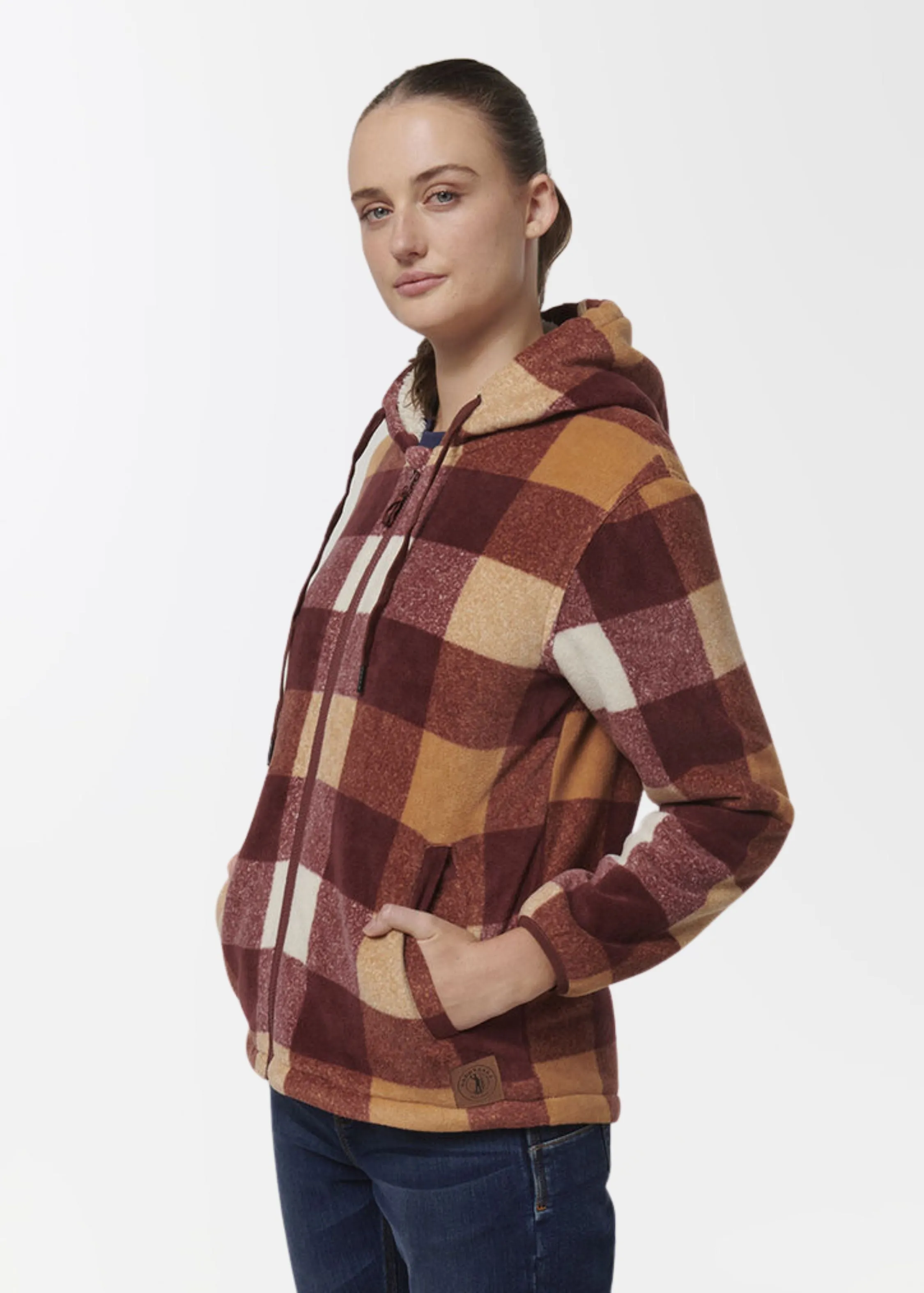 Womens check zip hoodie