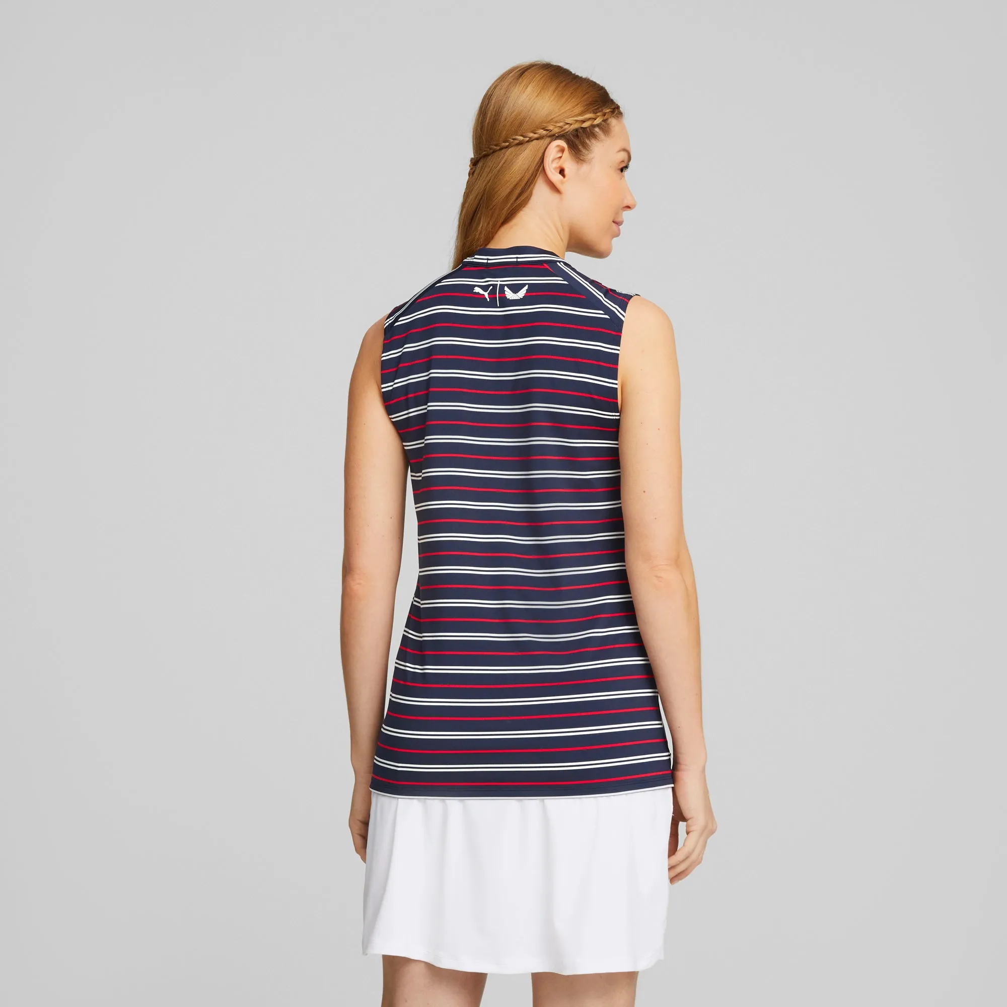 Women's Volition Striped Sleeveless Golf Polo