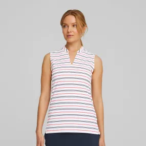 Women's Volition Striped Sleeveless Golf Polo